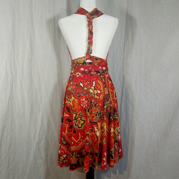 Von Vonni red & gold tropical print transformer dress, O/S (up to 10-12) - Picture 6 of 12